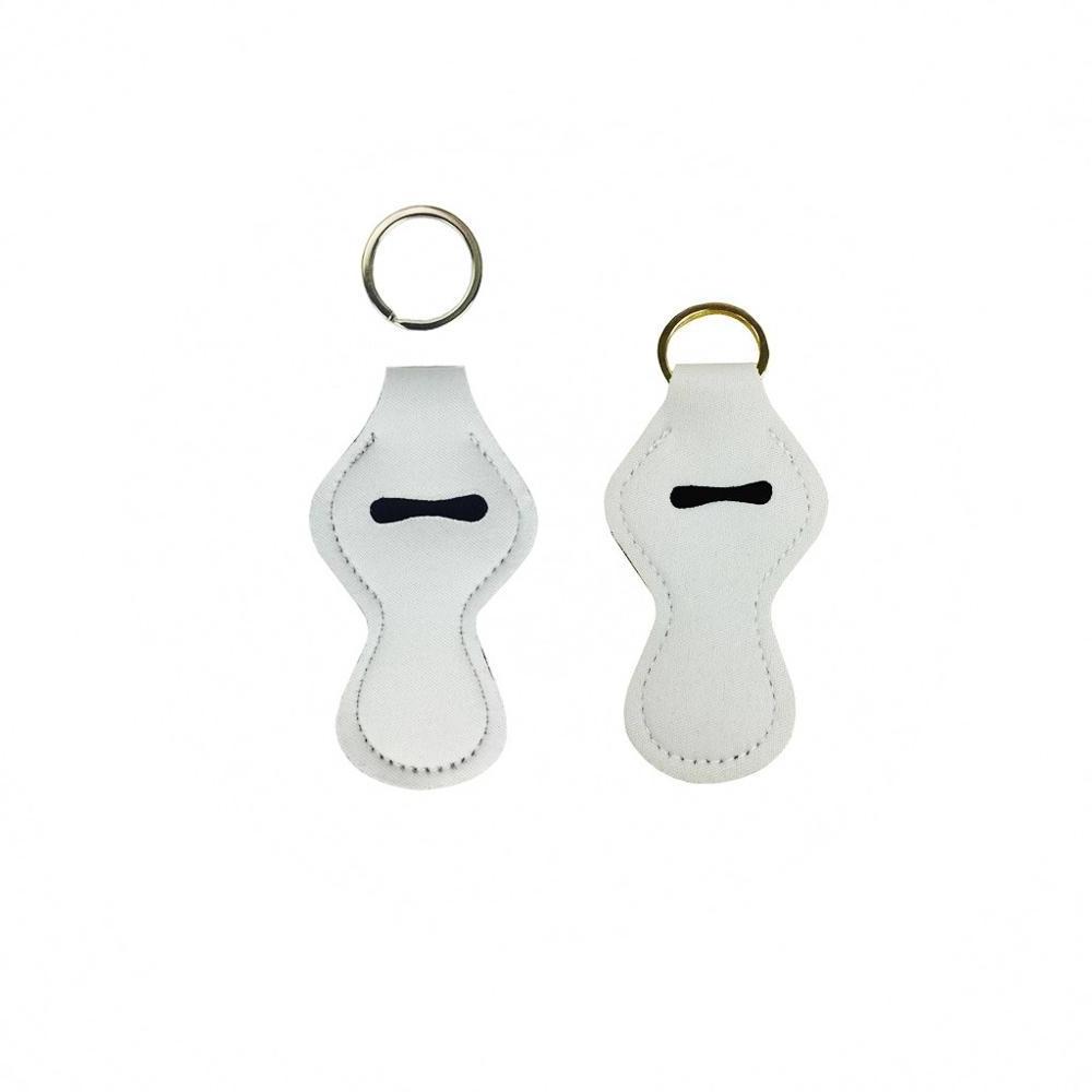 Wholesale neoprene blank white/black chapstick holder keychain for sublimation