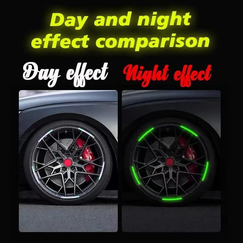 Car Wheel Hub Reflective Sticker Tire Rim Reflective Strips Luminous for Night Driving Car Bike Motorcycle Wheel Sticker