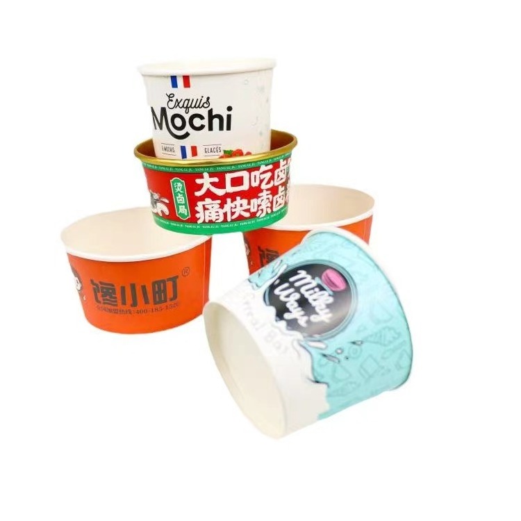 Customized disposable ivory board porridge porridge round light food take-out box fried noodles packing Bowl with custom logo