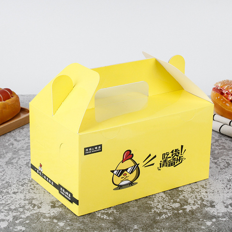 LOKYO Custom Logo Disposable Paper Fast Food Packaging Roasted Fried Chicken Wing Box Greaseproof Take Away Box