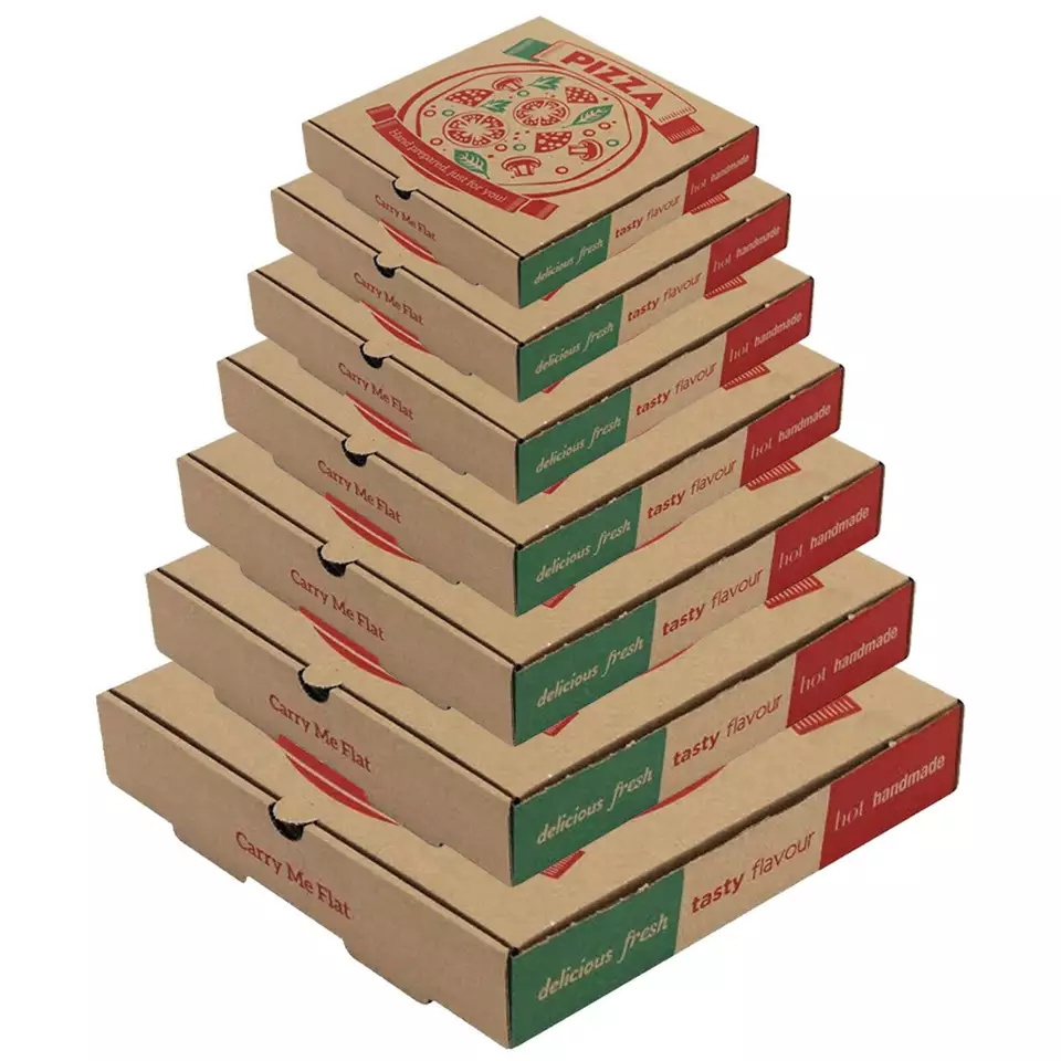 Wholesale Corrugated Custom Pizza Box Brown Corrugated Pizza Box Food Grade Custom Logo Takeout Custom Pizza Boxes