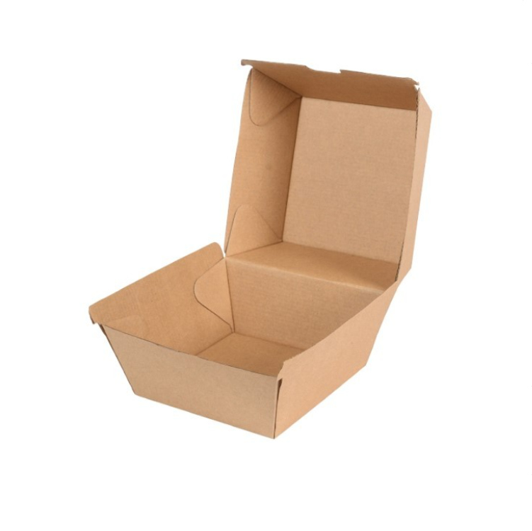 F Flute Burger Box Tray Plain Virgin Kraft Strong Corrugated Snack Box regular family Dinner Box