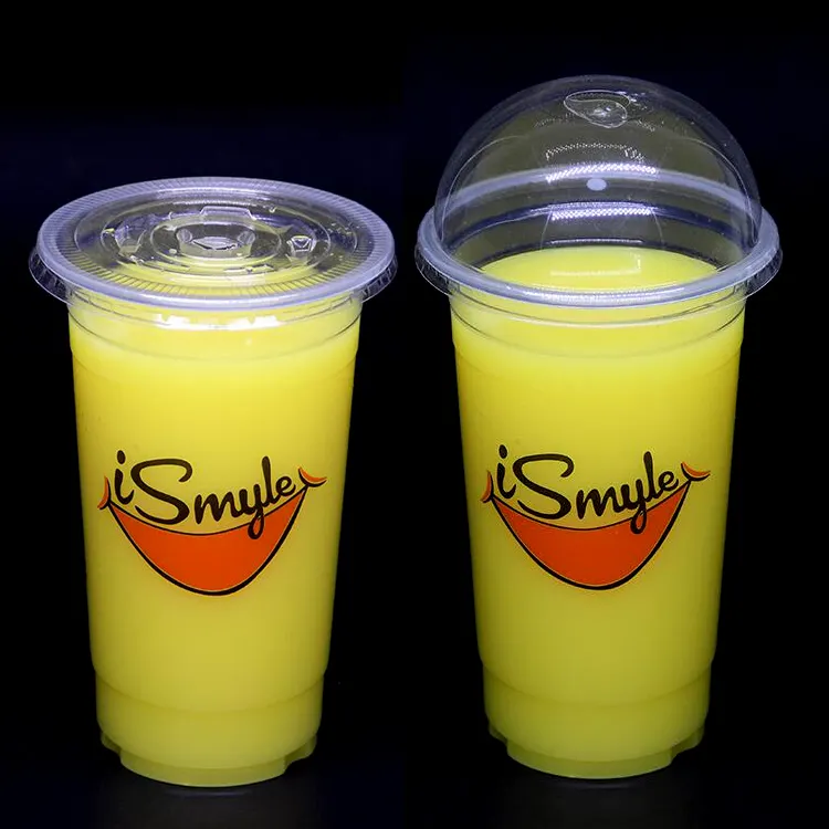 Custom logo printed clear 9,11,12, 14, 16, 18, 20, 24 , 32 oz PP PET transparent disposable plastic boba cup with lid