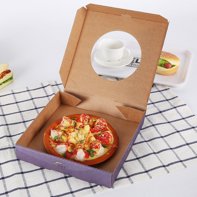 Cheap Corrugated Pizza Box Custom Take Out Pizza Boxes Round Window