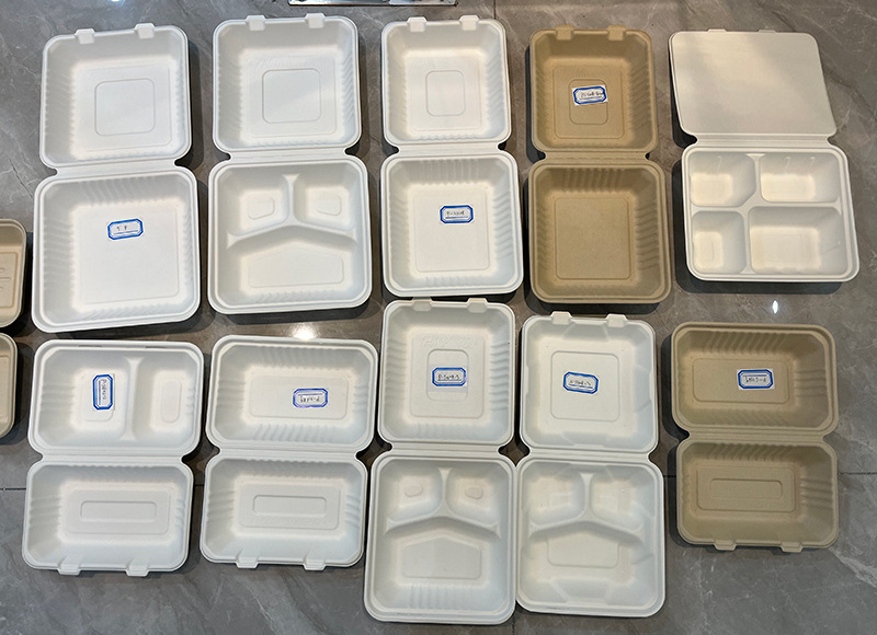 Biodegradable Disposable 100% Natural Compostable Sugarcane Clamshell Take Out Food Containers Bagasse Packaging Lunch Box