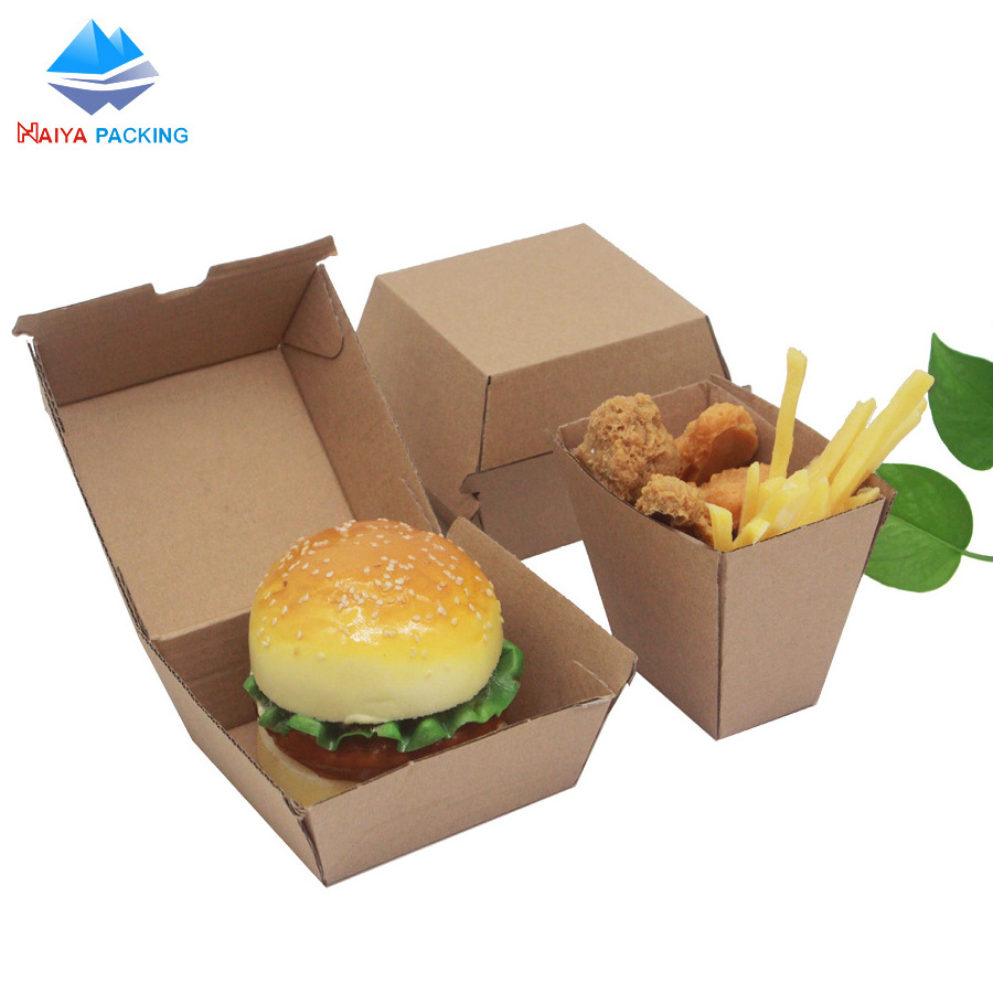 Custom Hot Dog Paper Food Tray Take Away Wing Burger Hamburger Lunch Box Sandwich Fried Chicken Fast Food Packaging