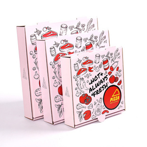 Pizza Box Disposable Pizza Paper Boxes High Quality Cartoon Wholesale 7"/9"/10" Pink Recyclable Folders Accept CN;GUA Square