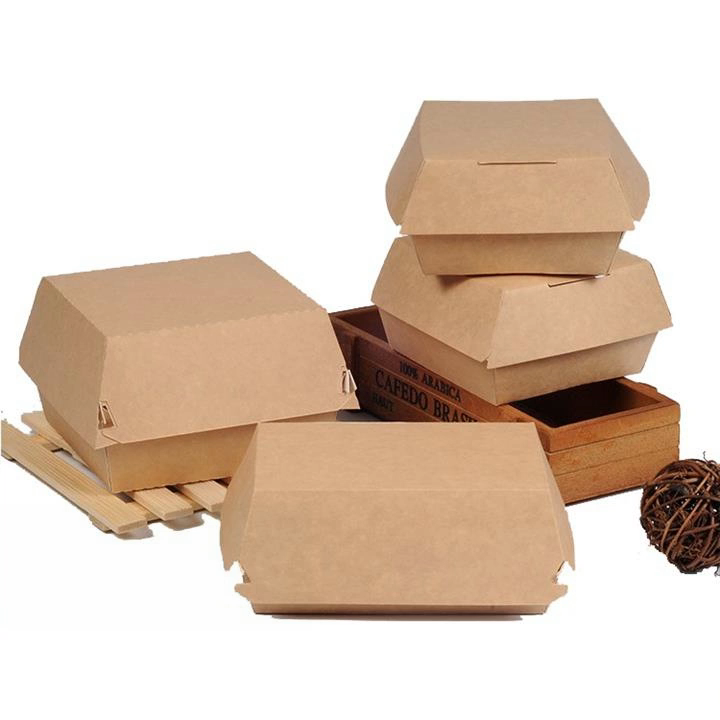 Custom Hot Dog Paper Food Tray Take Away Wing Burger Hamburger Lunch Box Sandwich Fried Chicken Fast Food Packaging