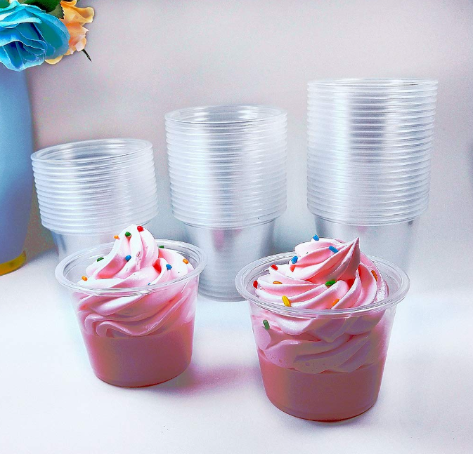 200 Sets 5.5 Ounce Disposable Plastic Jello Shot Cups with Lids  Souffle Portion Cup