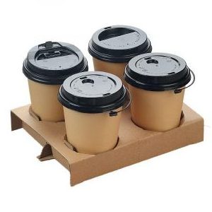 corrugated custom printed  paper tray carton coffee cup holder for coffee take away  packaging