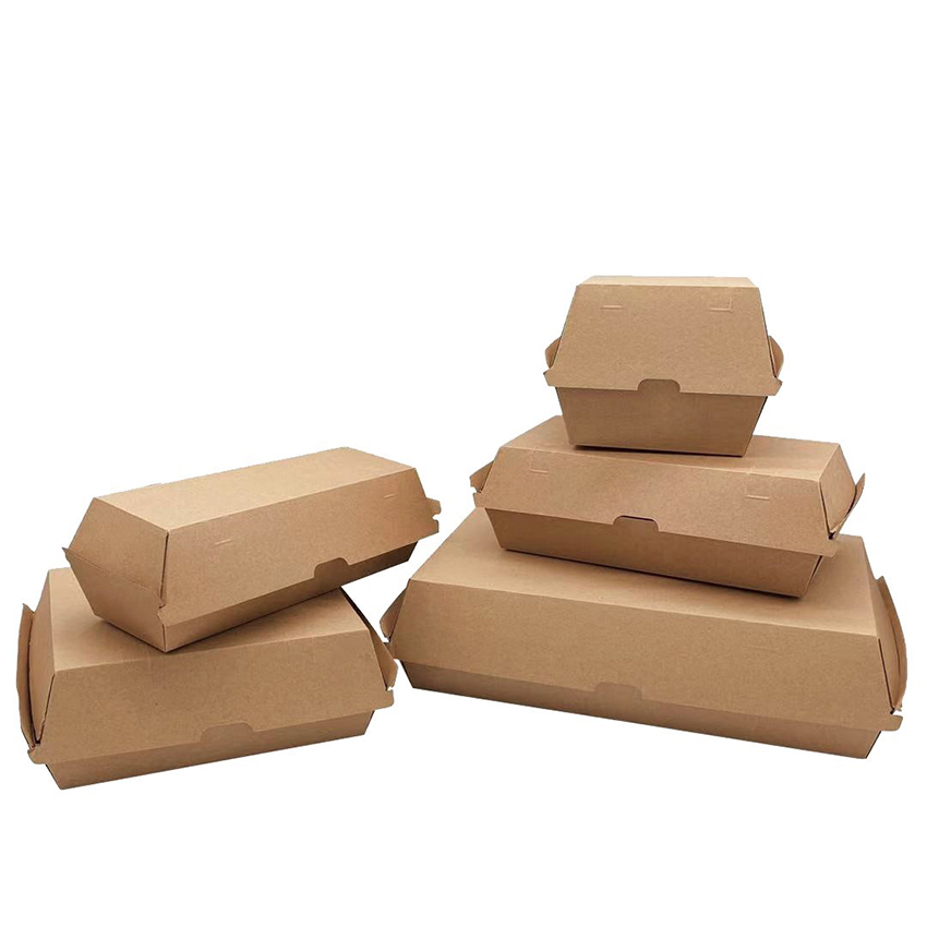 F Flute Burger Box Tray Plain Virgin Kraft Strong Corrugated Snack Box regular family Dinner Box