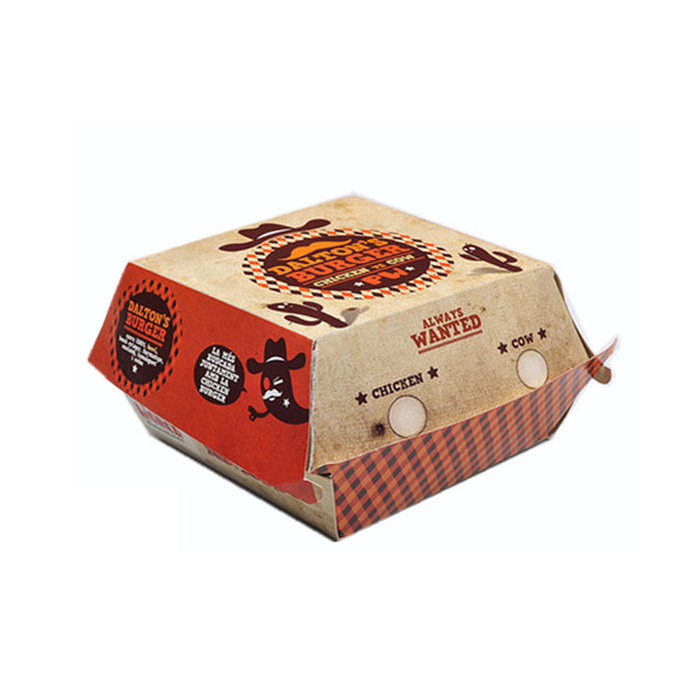 Custom Hot Dog Paper Food Tray Take Away Wing Burger Hamburger Lunch Box Sandwich Fried Chicken Fast Food Packaging