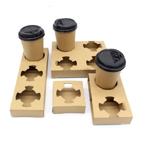 corrugated custom printed  paper tray carton coffee cup holder for coffee take away  packaging