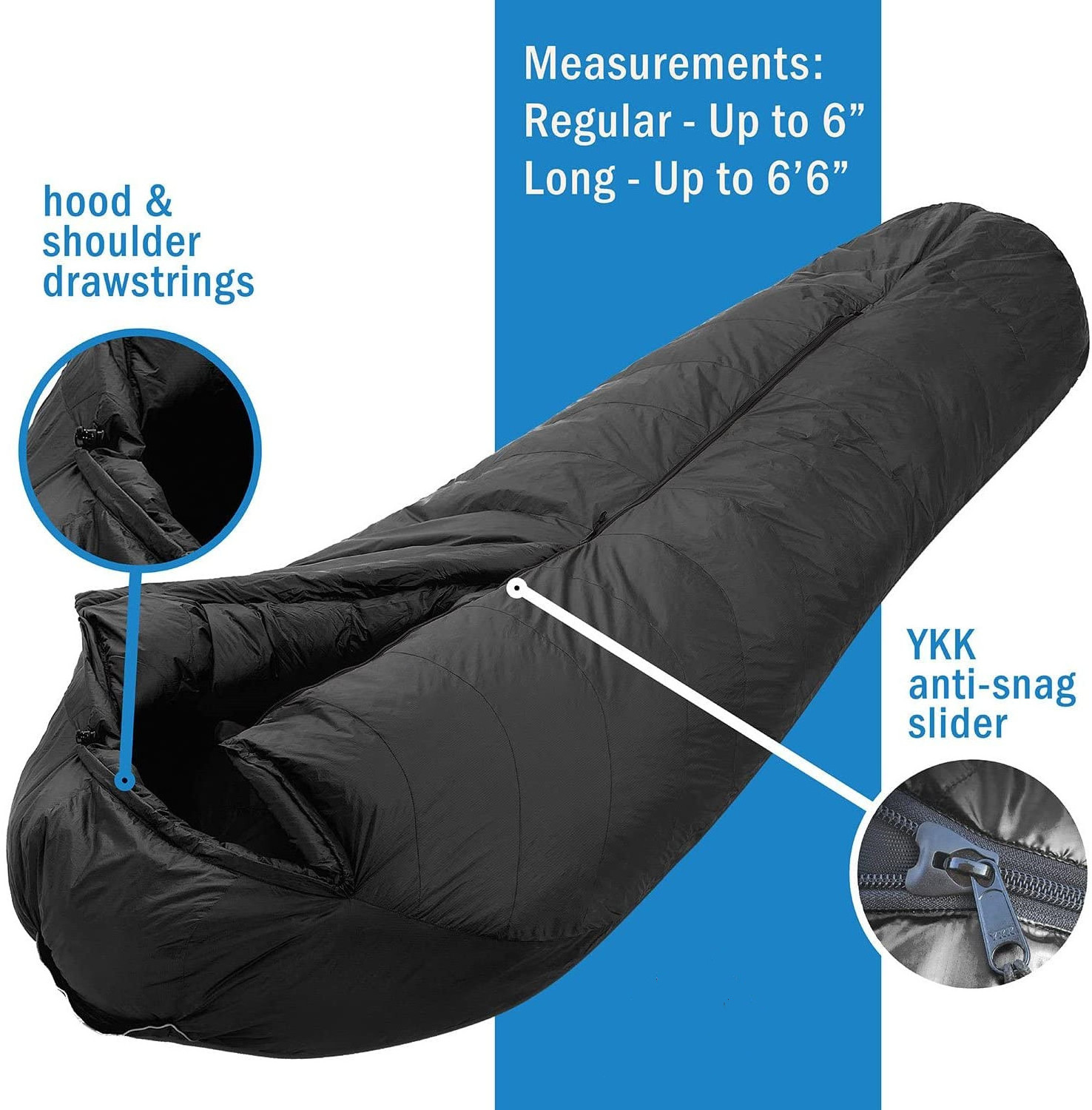 0 F Hiking  Camping Hammock Down Sleeping Bag - 4 Season, 800FP Goose Down Sleeping Bag - quilt Underquilt  topquilt