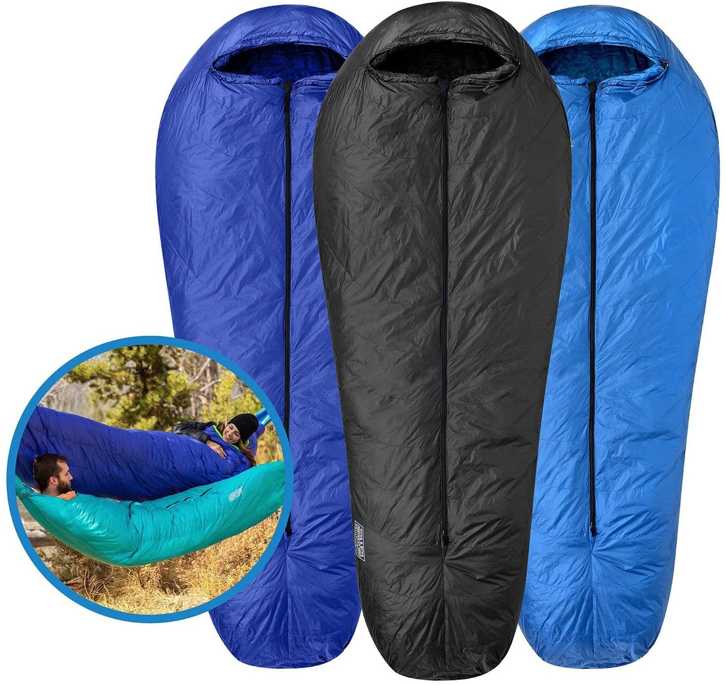 0 F Hiking  Camping Hammock Down Sleeping Bag - 4 Season, 800FP Goose Down Sleeping Bag - quilt Underquilt  topquilt