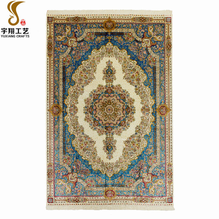 YUXIANG 6'X9' Silk Persian Rug Hand Knotted Area Rug For Door Handmade Silk Turkish Rug