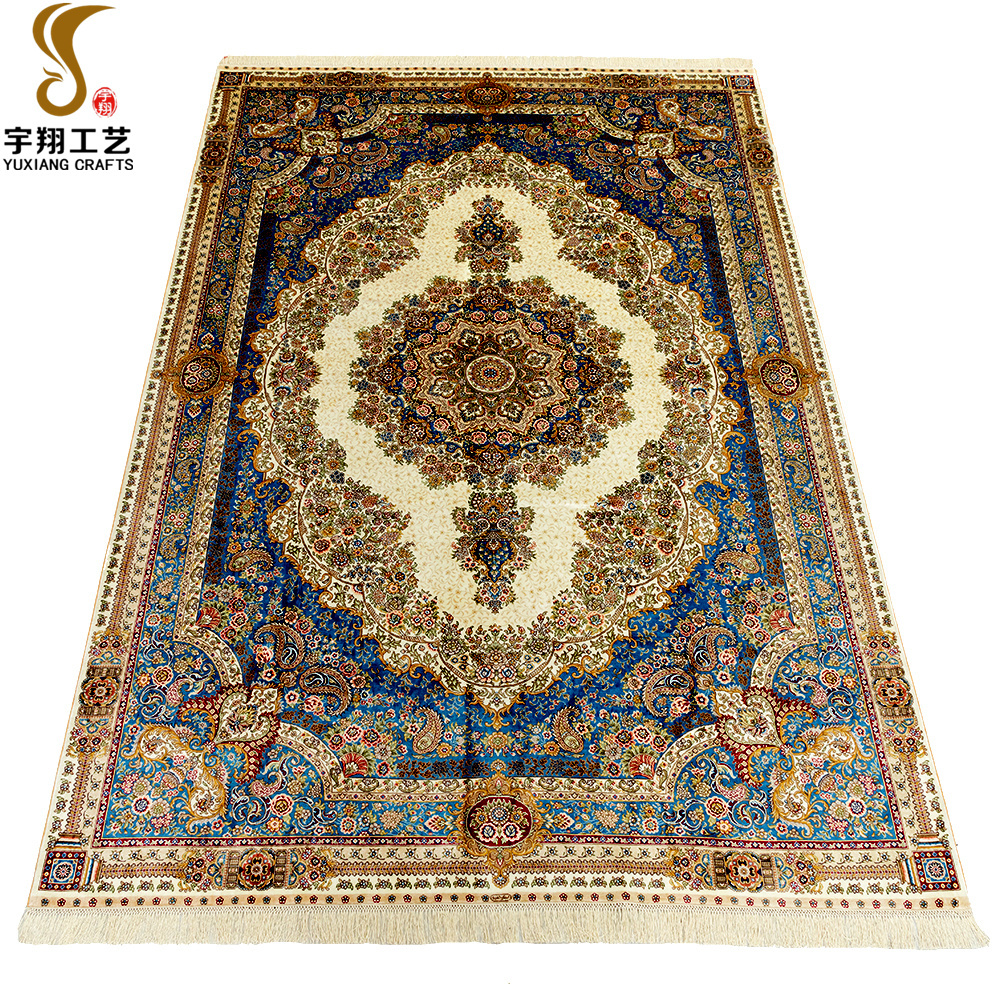 YUXIANG 6'X9' Silk Persian Rug Hand Knotted Area Rug For Door Handmade Silk Turkish Rug