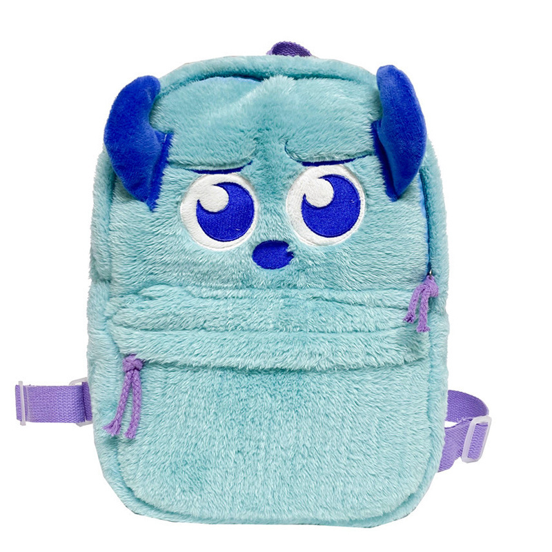 Girls' Cartoon Fresh Sweet Backpack Plush Zipper Parent-Child Travel Backpack New Trend Outdoor Leisure Cute Hairy Bag