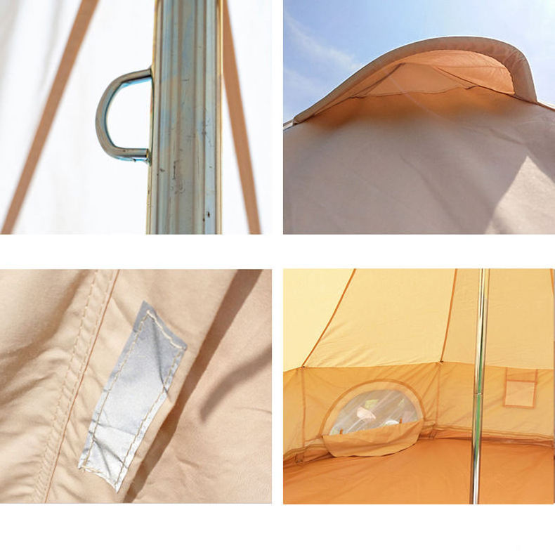 3-4person Yurt 5m 100%cotton bell canvas Glamping Tent Waterproof for Family Camping Outdoor Hunting Party in 4Seasons