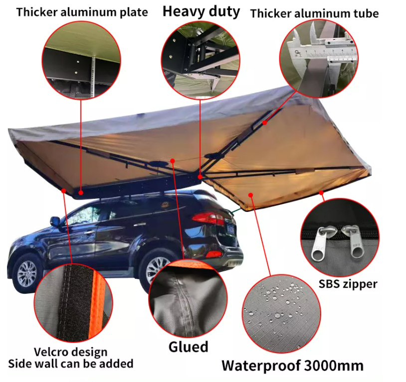 Customized 4X4 Retractable Outdoor Camping 1.4*2.0m Tent for 1-2 Person Easy Assemble Car Side Awning