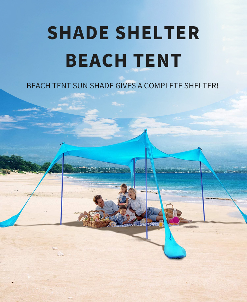 Pop Up Beach Sunshade With Carrying Bag Anti-uv Portable Sun Shade Shelter For 3 Person