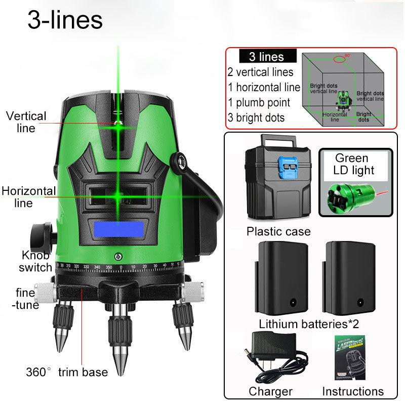 Ufit 3 lines 360 automatic indoor laser self leveling digital level with laser level machine