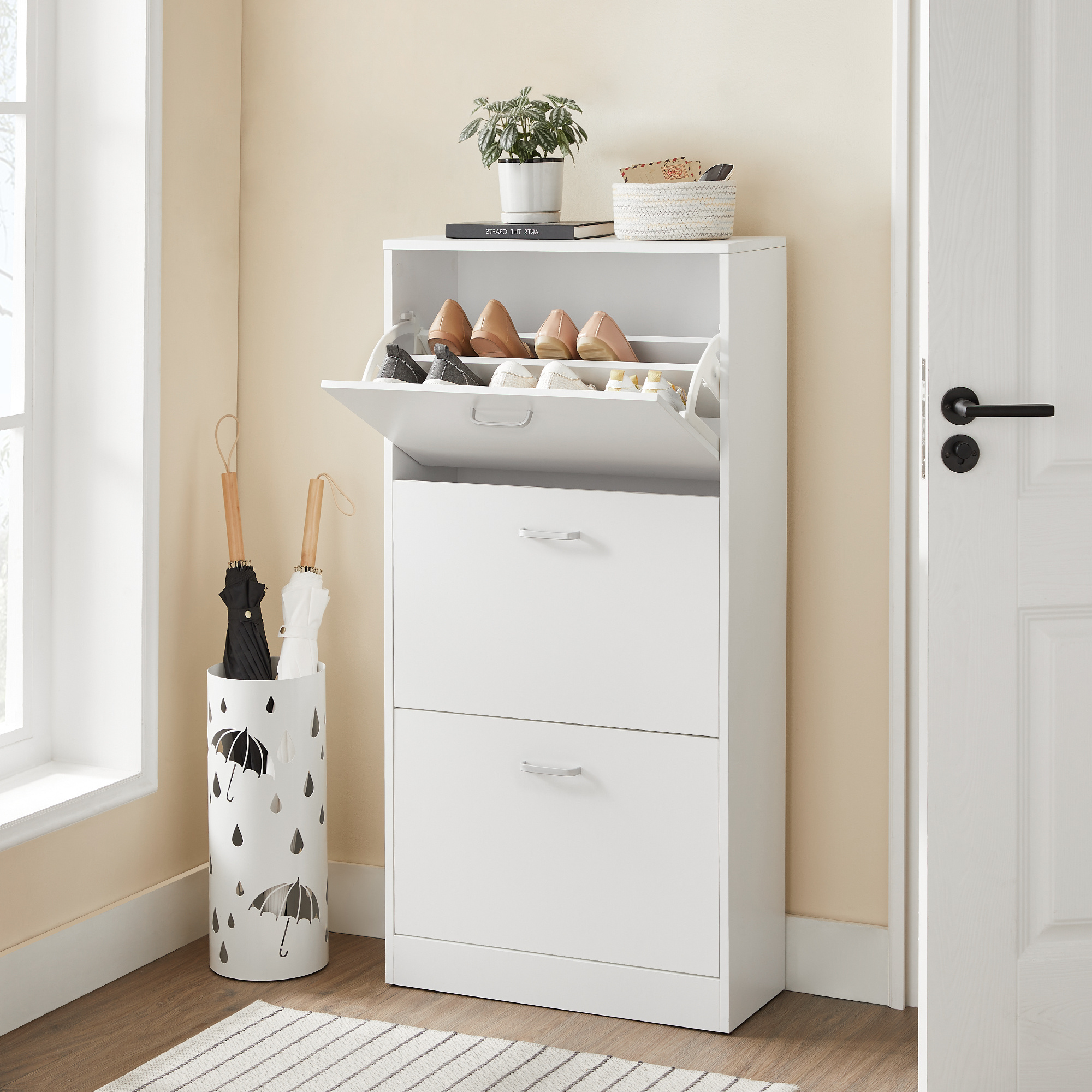 White Modern Wood  50 Pairs Shoe Cabinet Storage Organizer Home 3-Tier Zapateras-de-madera-modern Shoe Racks