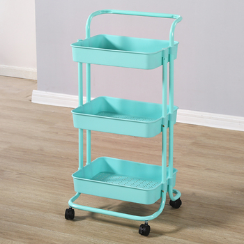 Nordic Small Cart Rack Rolling Bath Organizer Craft Rotating Basket Rack Roll Cart Kitchen Basket Trolley with Basket