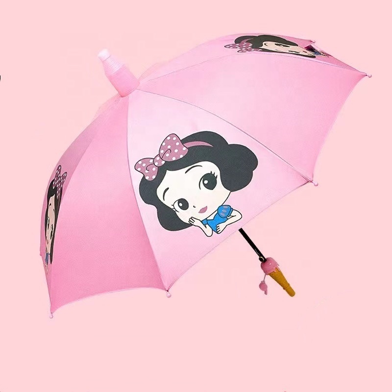 Cartoon Character Rain Straight Kids Children Student Umbrellas with J Handle EVA Material Factory Custom Logo Cute From China