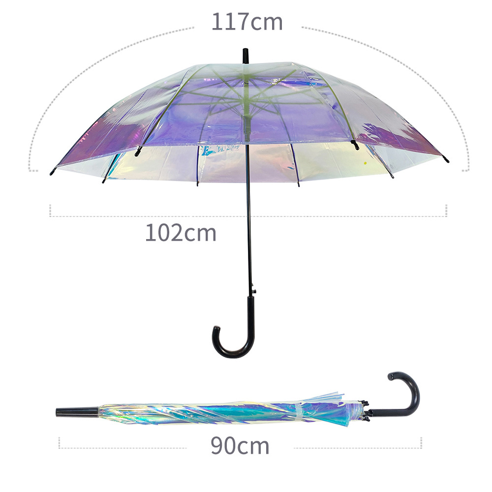 Diamond Shining Rainbow Iridescent EVA Plastic Bubble Umbrella Hot Sale Fashion Colorful Shiny Fluorescent Holo POE Umbrella