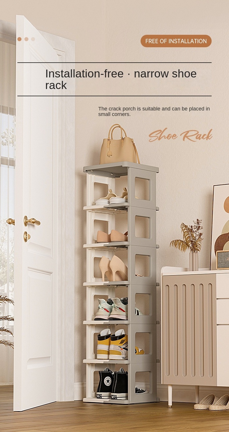 Folding Small Narrow Shoe Rack Multi-Layered Storage Tool for Home and Dormitory Simple Door Shoe Cabinet for Kitchen