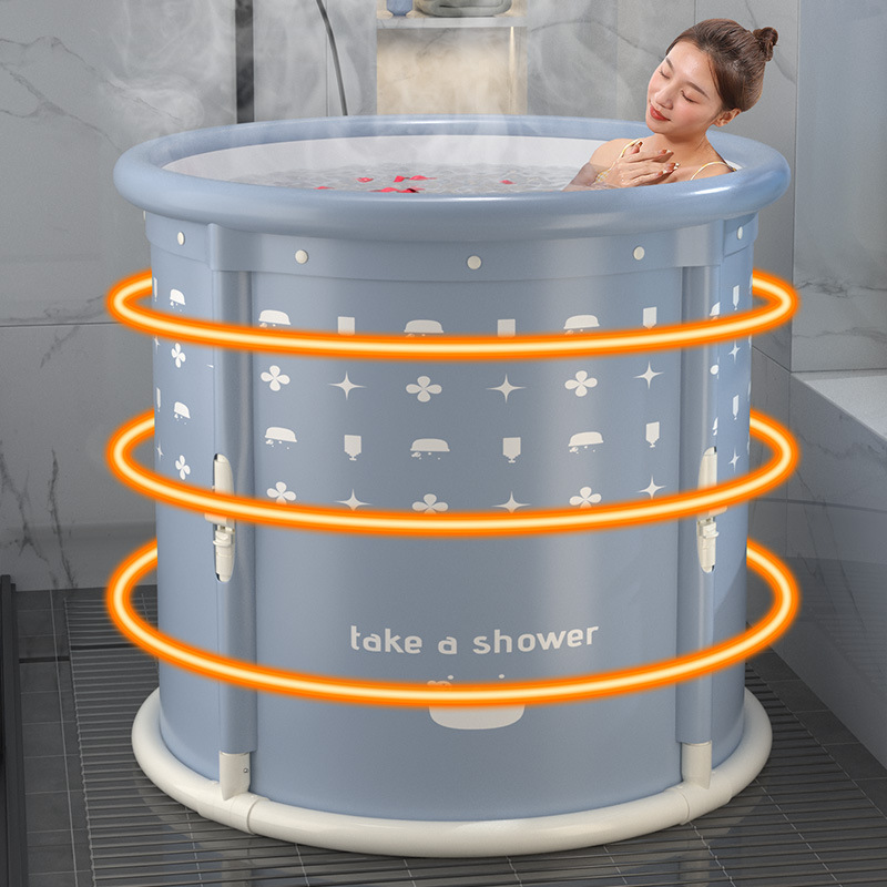 Large Bathtub Adult Bath Tub Barrel Sweat Steaming Plastic Thicken Portable Bathtub Home Sauna Insulation Folding Bath Bucket