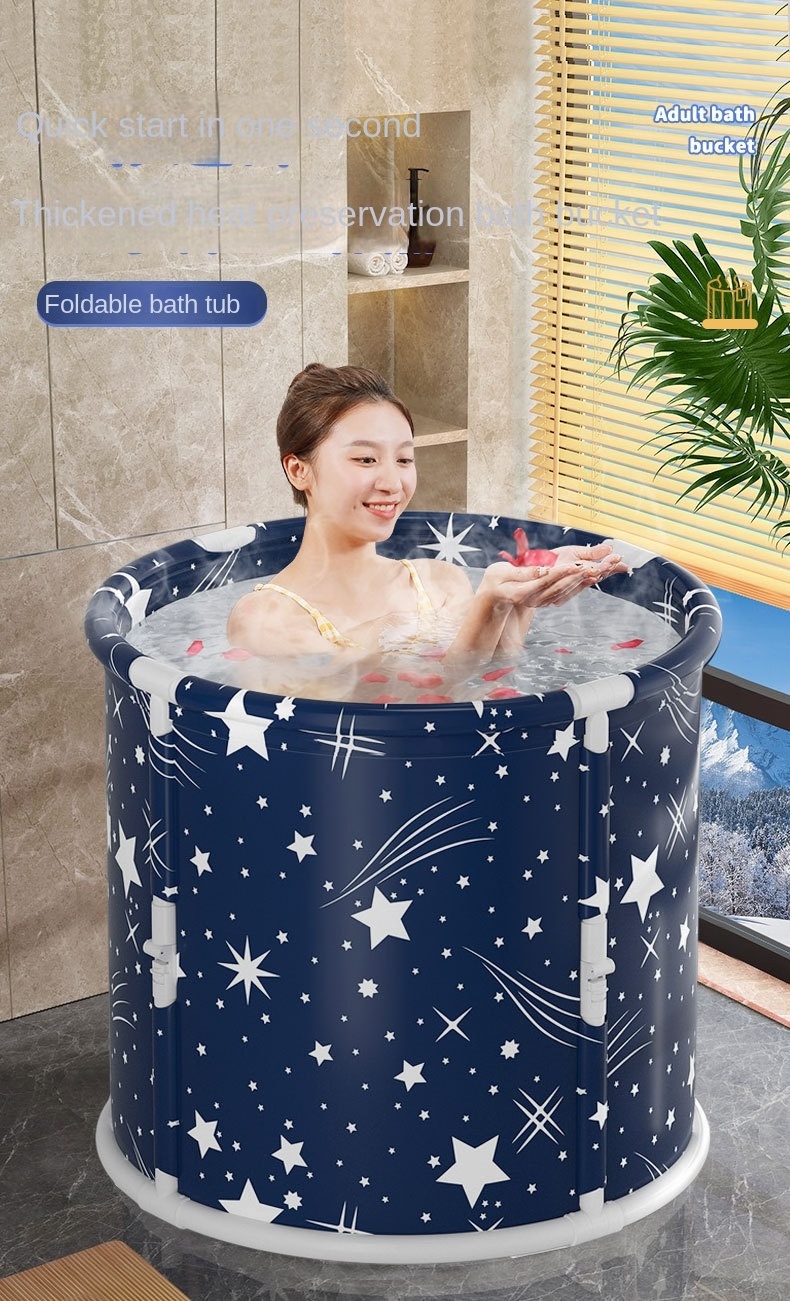 Portable Bathtub Folding Bath Bucket Large Adult Tub Separate Family Bathroom Spa Tub