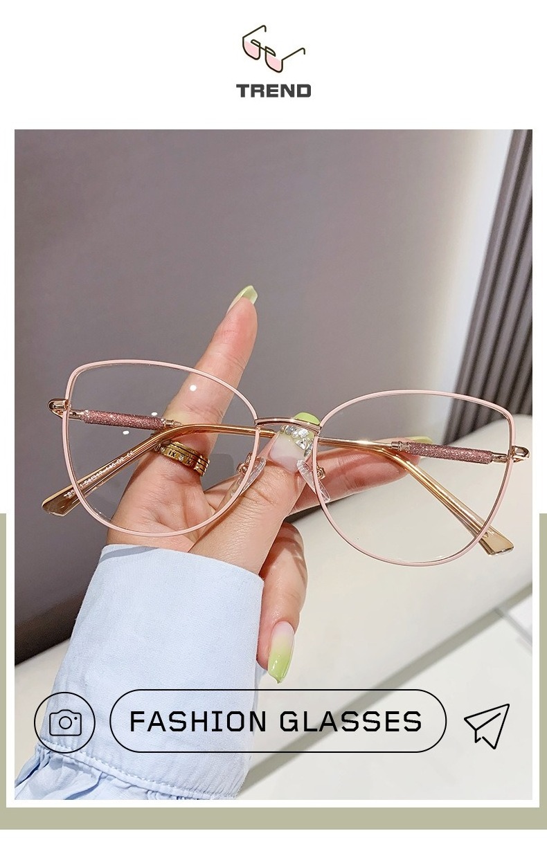 H7140 women metal cat eye photochromic photogrey optical frame anti blue light eyewear photogrey anti reflection glasses