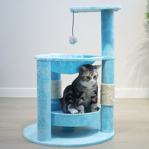 27'' sky blue climbing cute cat climbing frame fashion comfy cat hammock with cat tree scratcher