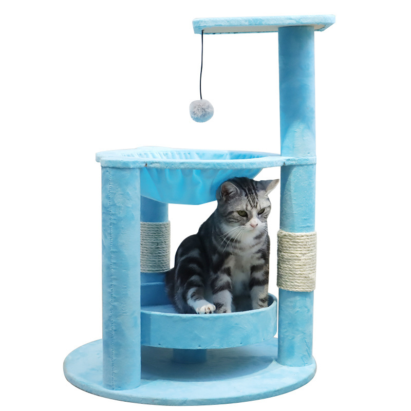 27'' sky blue climbing cute cat climbing frame fashion comfy cat hammock with cat tree scratcher