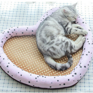 Summer cool rattan pet cat dog mat comfy washable cet nest ultra anti anxiety small dog bed wholesale