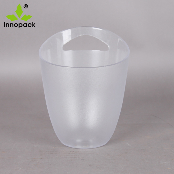 Plain Transparent/Black Color Frosted Plastic Ice Bucket for 2 bottles beer