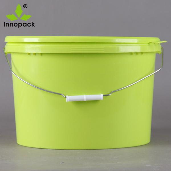 15L plastic oval food biscuit cookie bucket with lid and metal handle