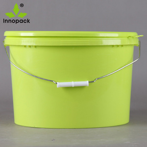 15L plastic oval food biscuit cookie bucket with lid and metal handle