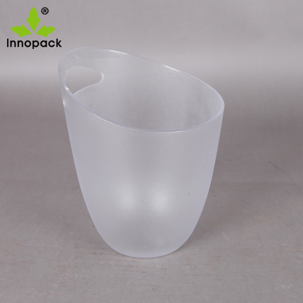 Plain Transparent/Black Color Frosted Plastic Ice Bucket for 2 bottles beer