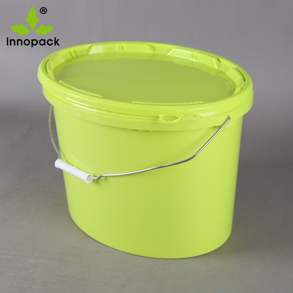 15L plastic oval food biscuit cookie bucket with lid and metal handle