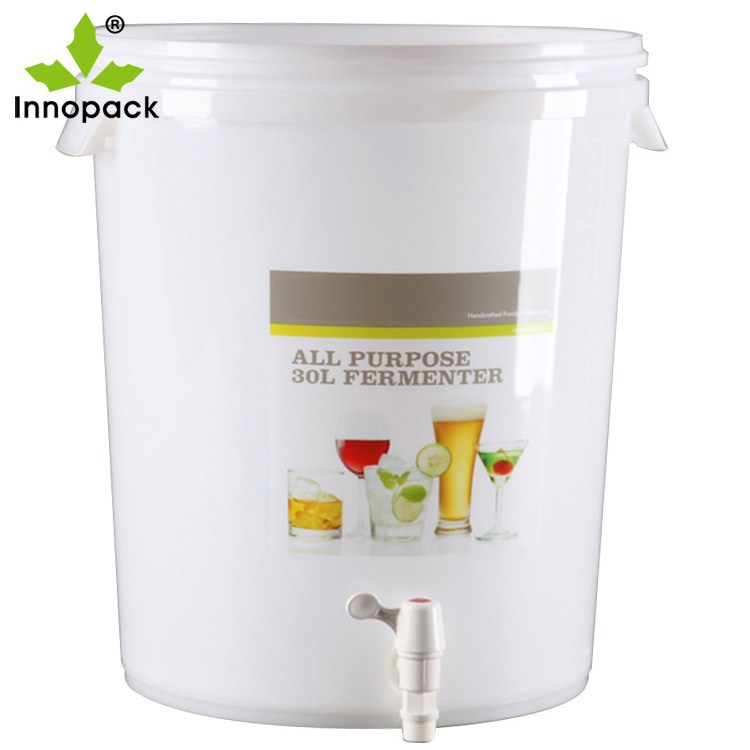 30 Liter Fermenter Beverage Plastic Bucket/Pail/Drum/Barrel with Drain Valves & Airlocks