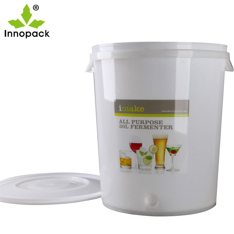 30 Liter Fermenter Beverage Plastic Bucket/Pail/Drum/Barrel with Drain Valves & Airlocks