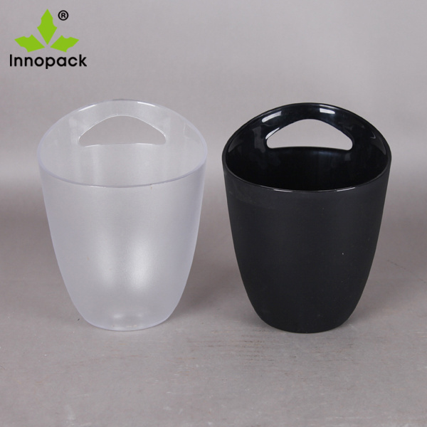 Plain Transparent/Black Color Frosted Plastic Ice Bucket for 2 bottles beer