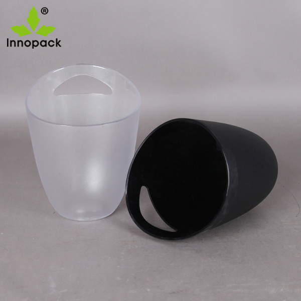 Plain Transparent/Black Color Frosted Plastic Ice Bucket for 2 bottles beer