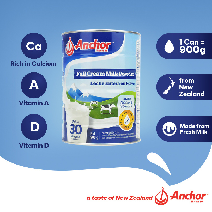 Anchor Full Cream Milk Powder 900g Can Vitamins Health Wholesale New Zealand Contain Whole Fortified Milk Powder