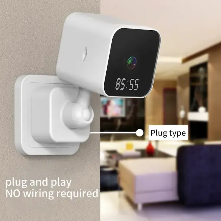 night vision Smart Life WiFi IP Camera Wall plug Mount Digital Clock Cam Indoor Wireless Home Tuya Security CCTV Camera