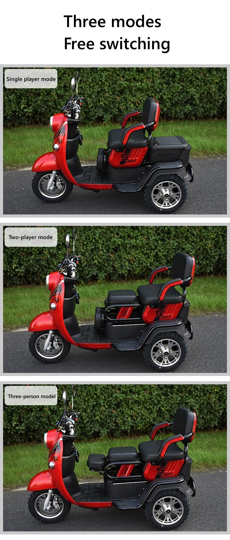 Low Speed Safety Disabled Electric Tricycles Motorized Tricycles Trike Motorcycle 3 Wheel Electric Scooter Triciclo Electrico