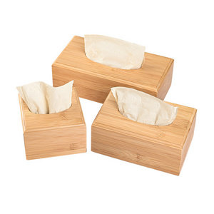 Wholesale Toilet Bathroom Paper Dispenser Square Natural Eco-Friendly Wood Facial Tissue Box With Upper And Lower Flip Covers